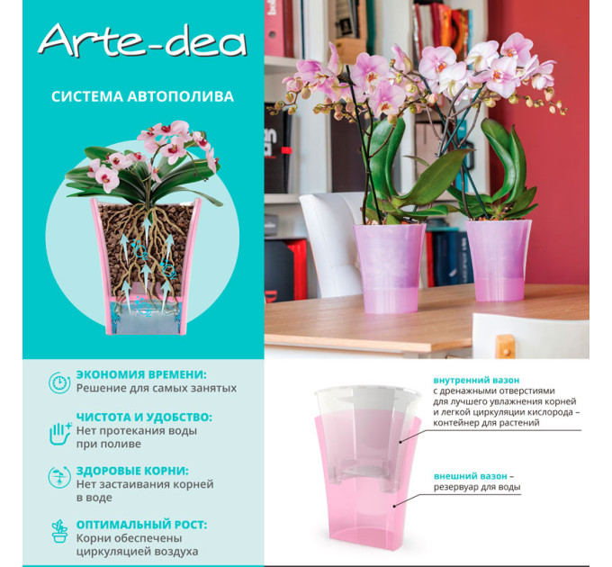 Вазон Santino Arte-Dea 1,25 л розовый для орхидей