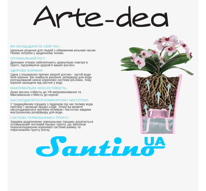 Вазон Santino Arte-Dea 1,25 л бледно-зеленый для орхидей