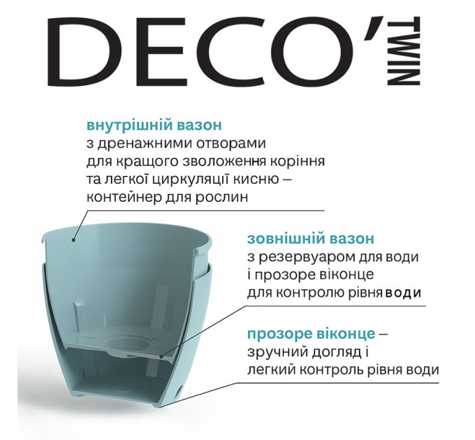 Горшок Santino Deco-twin 1,5 л - канва-крем