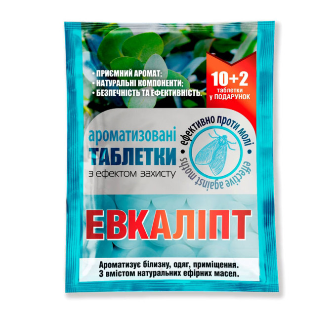 Ароматизированные таблетки от моли с маслом эвкалипта, 12 шт