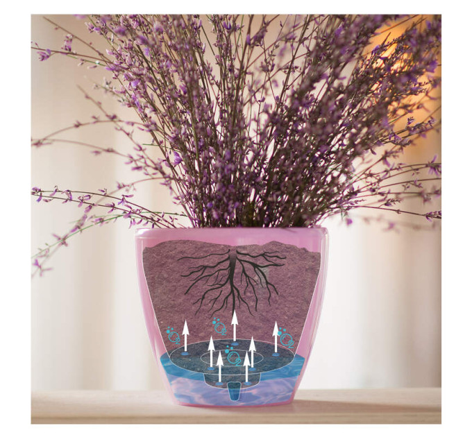 Горшок с автополивом DECO-TWIN PLUS 15 л канва-крем