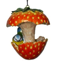 Кормушка Клубничка с птичкой